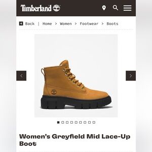 Leather Timberland Women's Greyfield Mid Lace-Up Wheat Boots Size 7